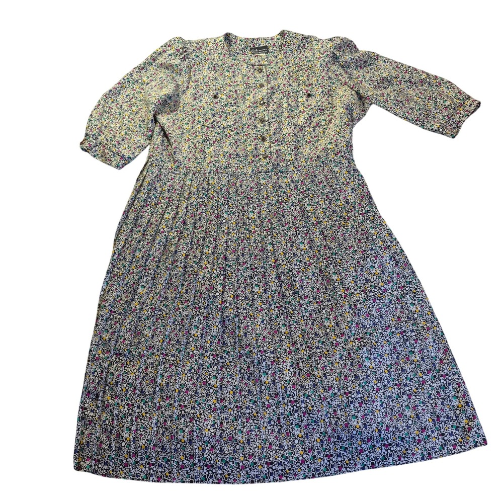 Breli Originals Vintage Womens 22 Plus Size Floral Pleated Dress Retro 90s Style